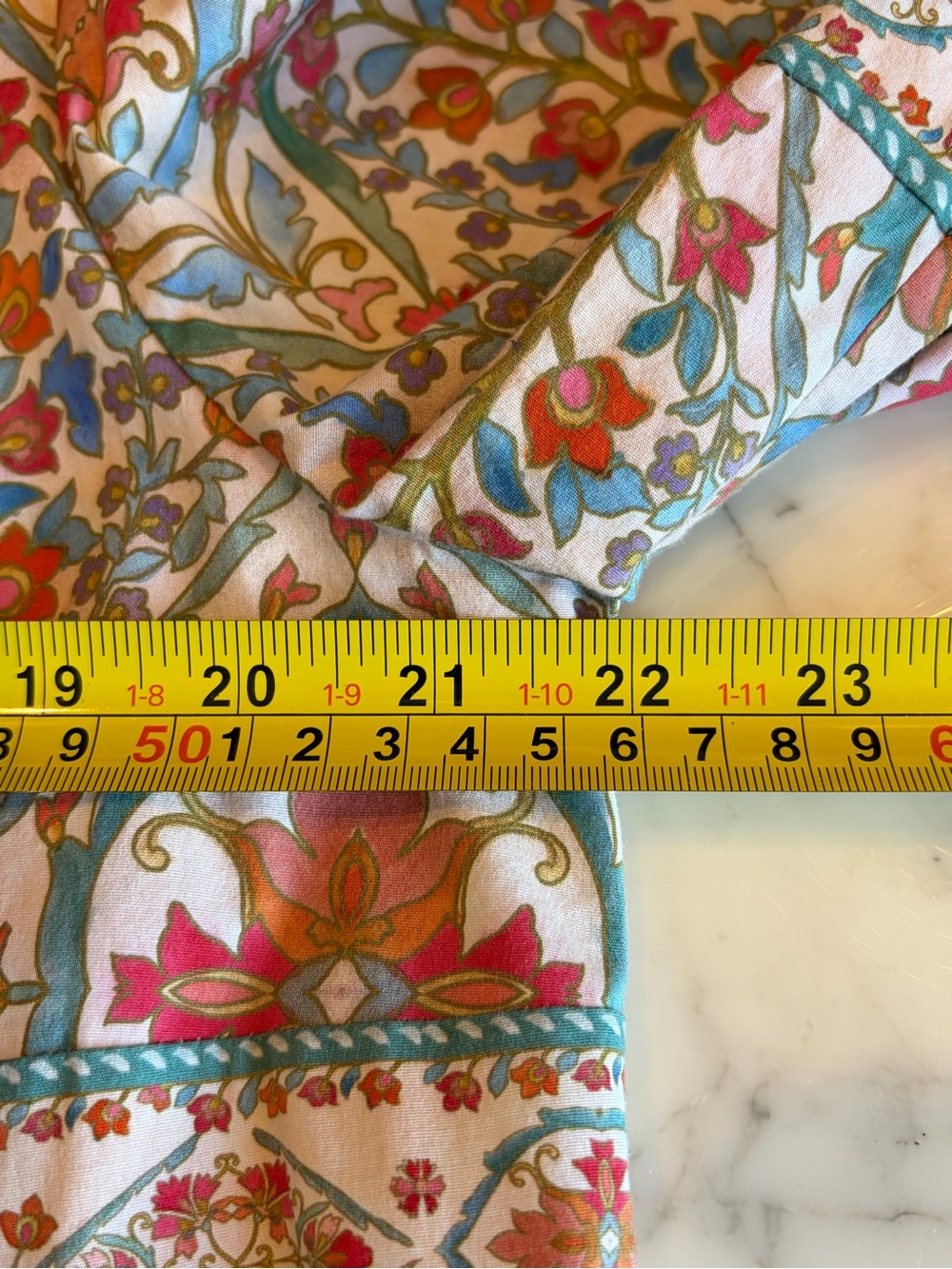 EUC SHOSHANNA Remi Top Pullover Neck Tie Stretch Cotton 3/4 Sleeve XL Teal/Coral - Picture 8 of 12